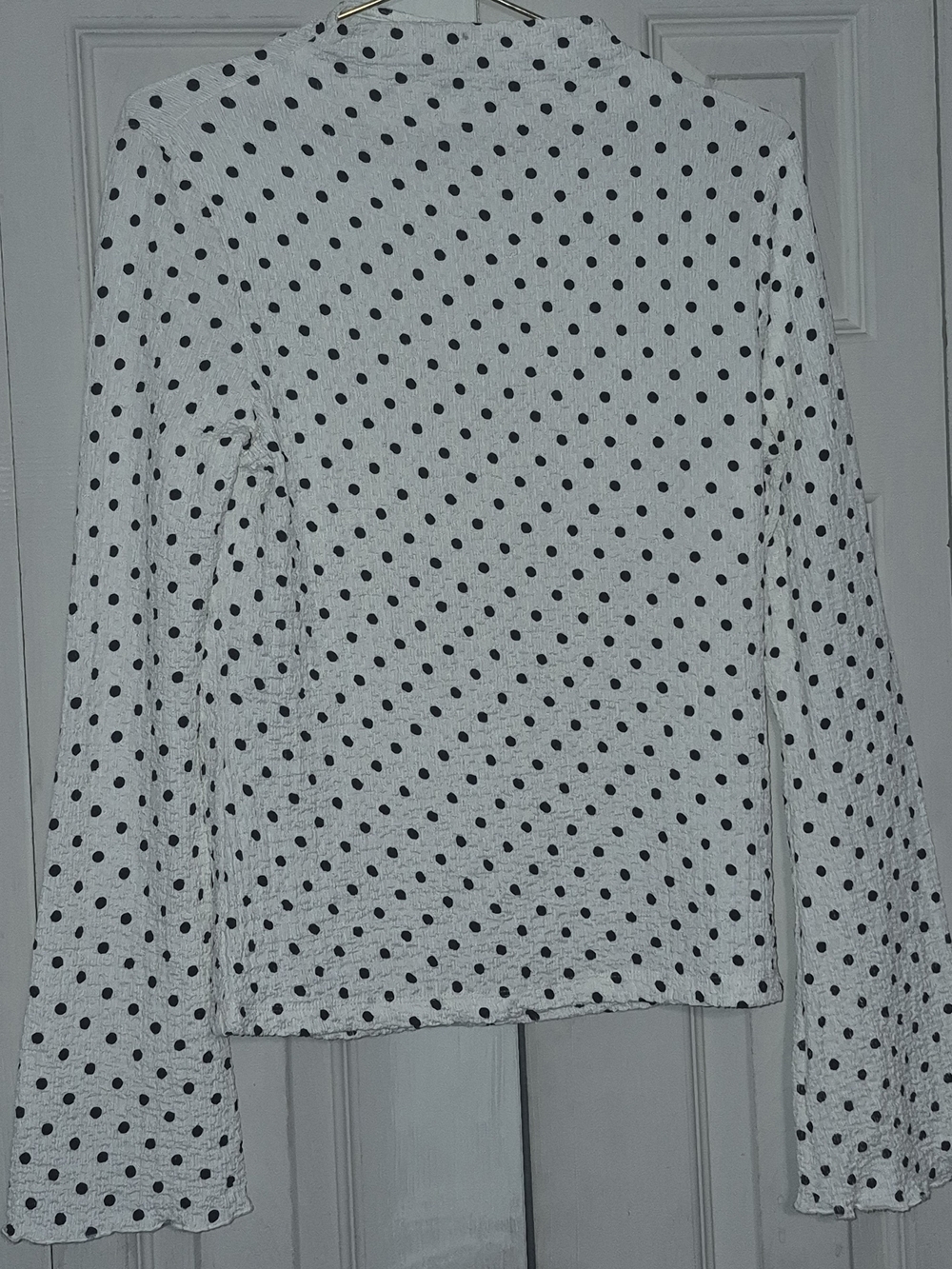 Doe & Rae White Long-Sleeve Polka Dot Top